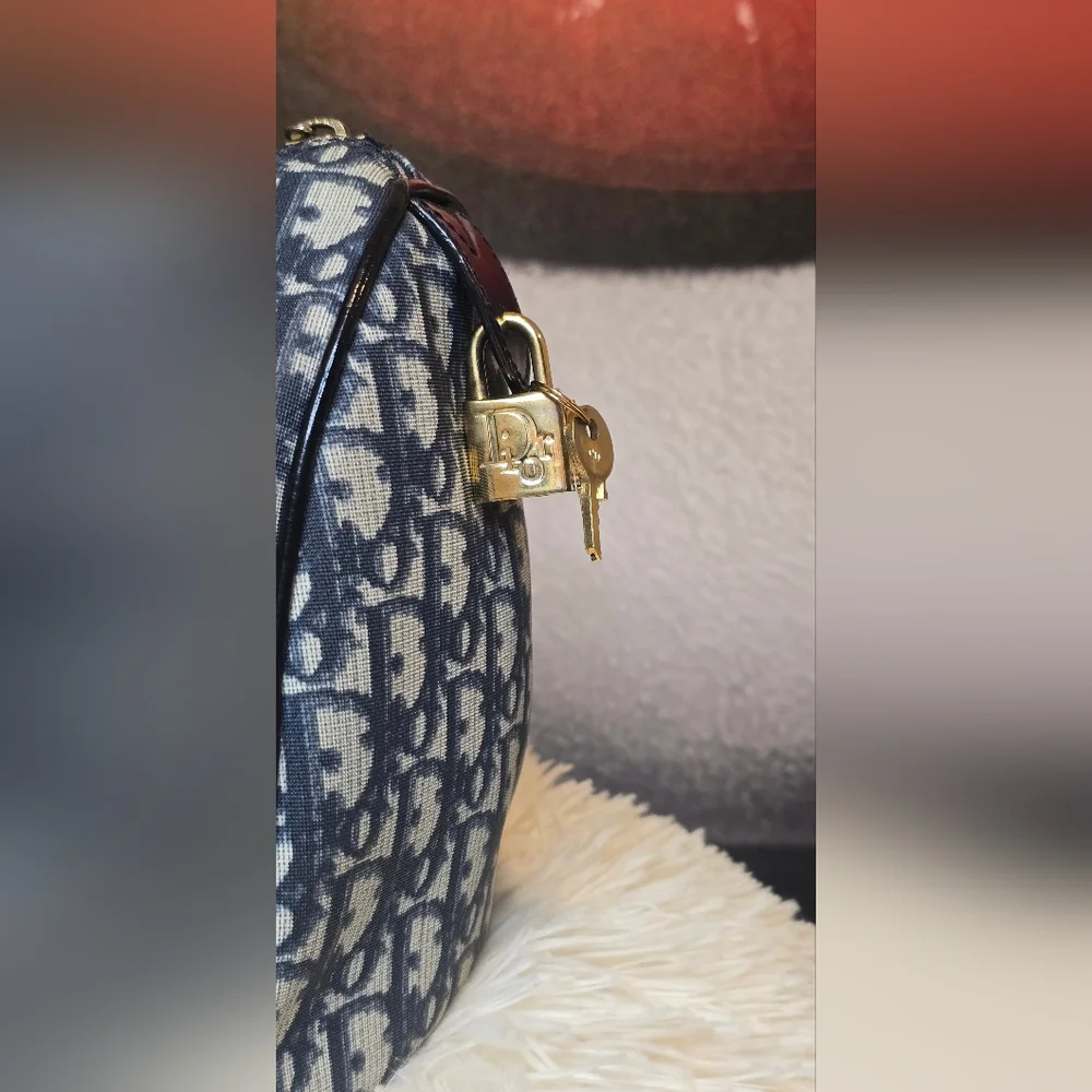 Dior Blue and White Satchel with Monogram Print - Picture 5 of 16